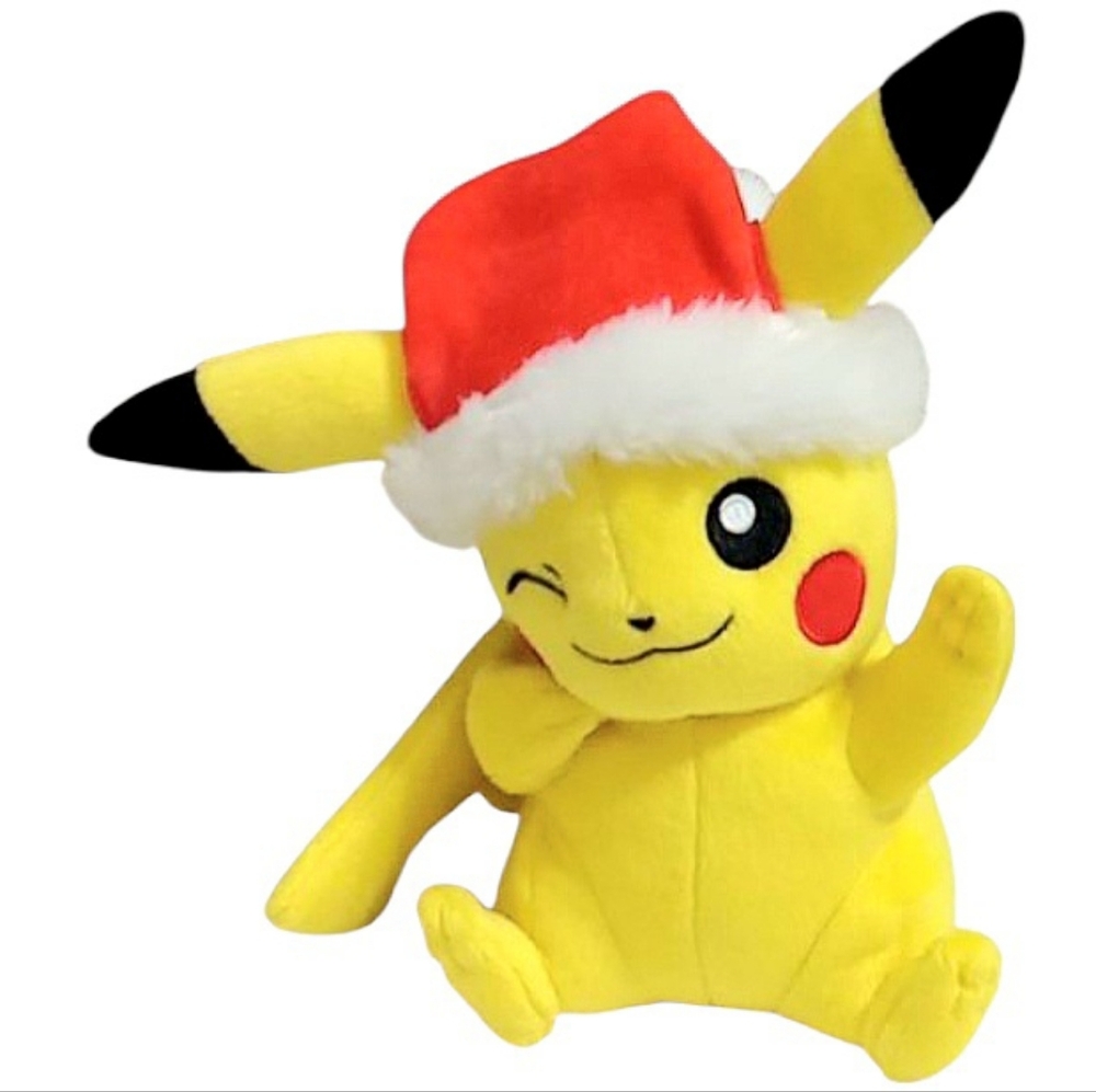 Pokemon Holiday Pikachu in Santa Hat Plush Toy 8"